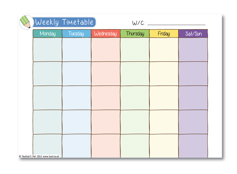 school timetable chart