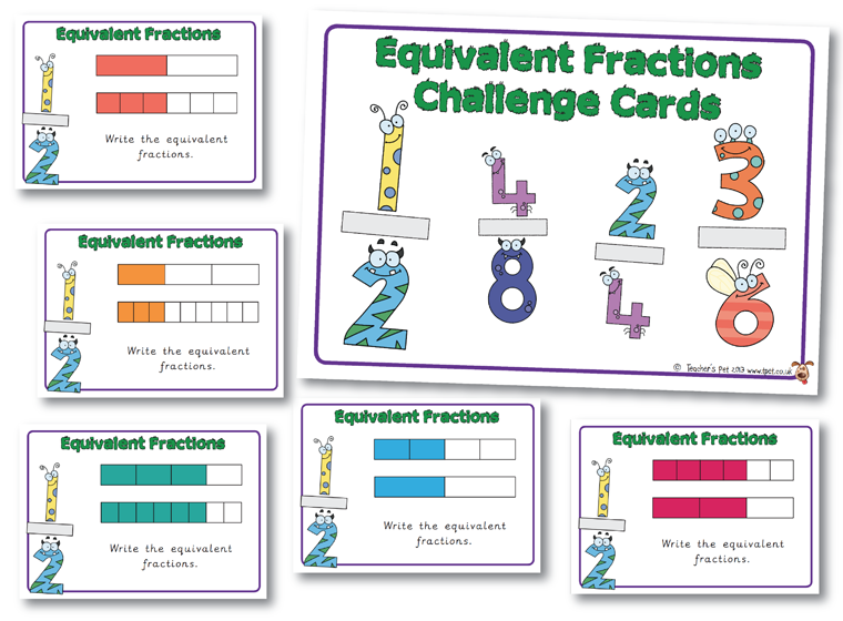 Equivalent Fractions Challenge Cards