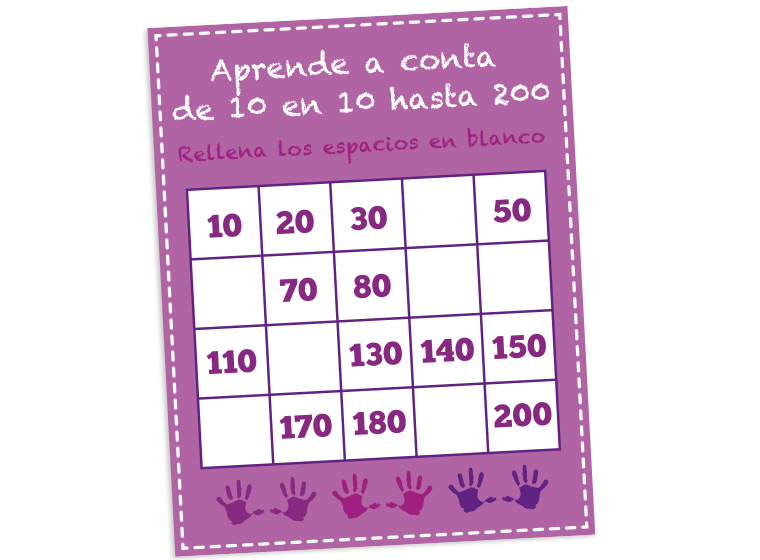 Contar de 10 en 10 en Español