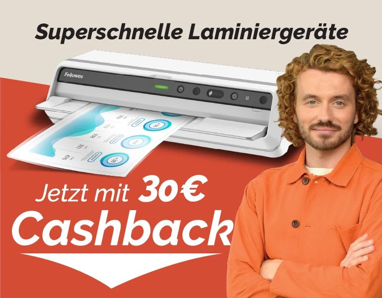 The WorkLife Coach stood next to a Fellowes laminator