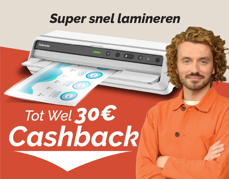 The WorkLife Coach stood next to a Fellowes laminator