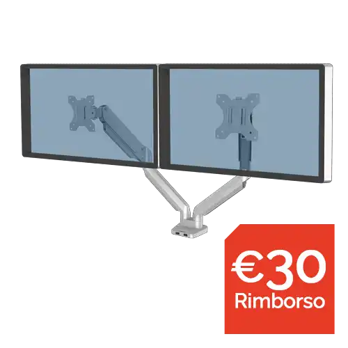 Braccio monitor doppio Platinum Argento
